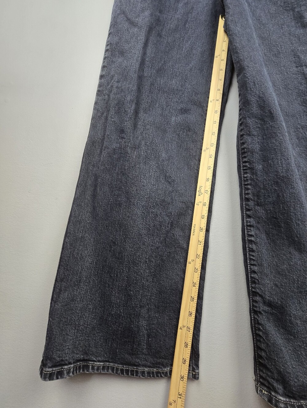 High-Rise Wide Leg Jeans Dark Wash Faded Black Womens Size 14R 90s Baggy Classic - Picture 13 of 13